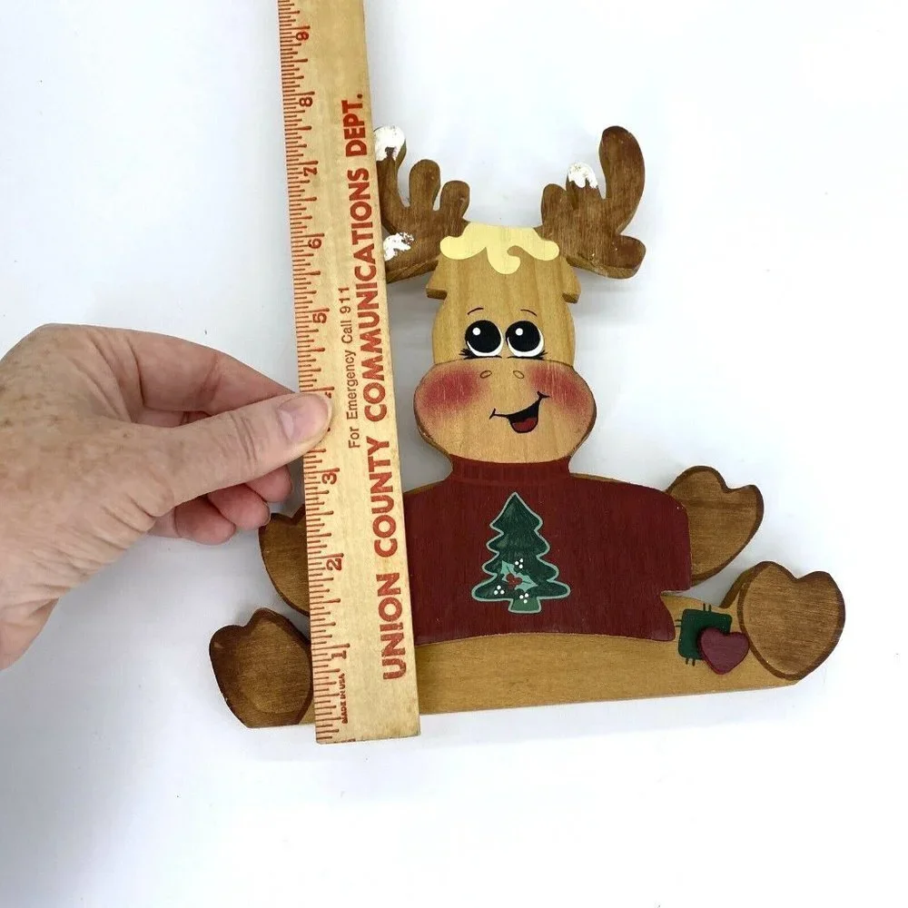 Christmas Decor Lot Primitive Farmhouse Wood Fabric Wreath Reindeer Set 6 Rustic